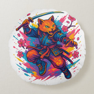 Almofada Redonda Neko Shinobi – Die Krallen des Kriegers