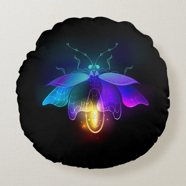 Almofada Redonda Neon Firefly a preto (Frente)