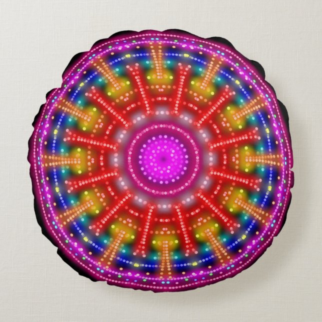 Almofada Redonda Neon Medallion (Frente)