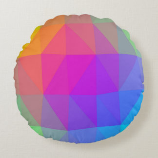 Almofada Redonda Neon Rainbow Triangle Abstrato
