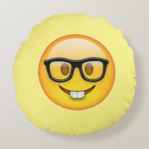 Almofada Redonda Nerd Boy Óculos Emoji Round Travesseiro