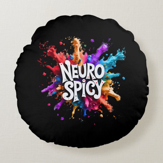 Almofada Redonda NEUROSPICY neurodiversity autism adhd dyslexia (Frente)
