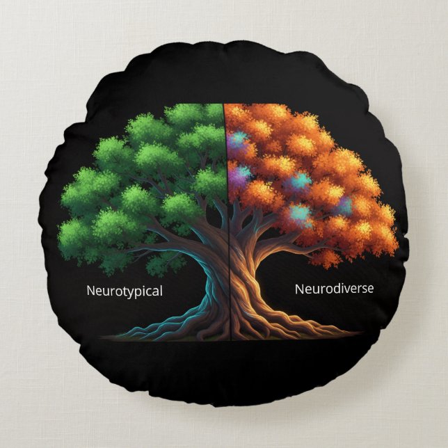 Almofada Redonda Neurotypical vs. Neurodiverse (Frente)