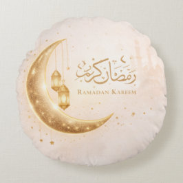 Almofada Redonda Neutral Gold Ramadan Kareem Throw Pillow – Islamic