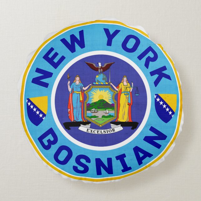 Almofada Redonda New York Bosnian American (Verso)