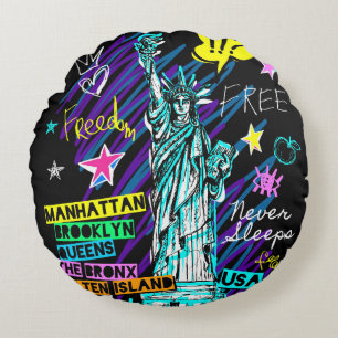Almofada Redonda New York Doodle