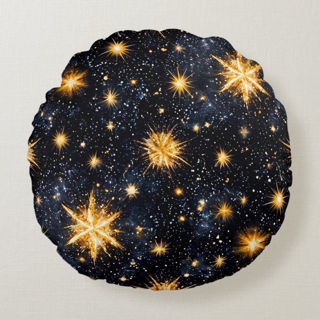 Almofada Redonda Noite de Astronomia Céu Estrelas Celestes (Frente)