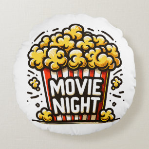 Almofada Redonda Noite de Cinema Delícia Pipoca Divertida