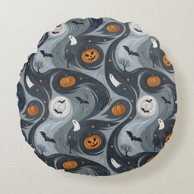 Almofada Redonda Noite de Morte de Halloween (Frente)