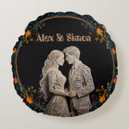 Almofada Redonda Noiva & Groom Royal Classic