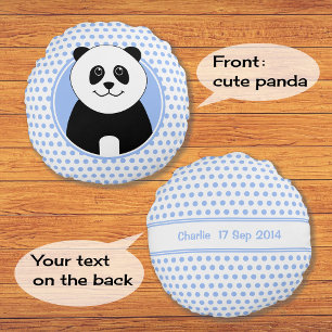 Almofada Redonda Nome das manchas azuis do panda giro no verso