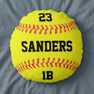 Almofada Redonda Nome do jogador, número & softball de Fastpitch d