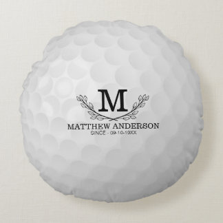 Almofada Redonda Nome do Padrão de Bola de Golfe Personalizada Mono