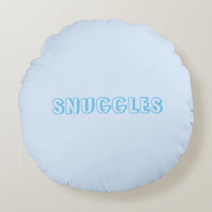 Almofada Redonda Nome do Snuggets personalizado ou texto azul claro
