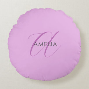 Almofada Redonda Nome Monograma - Letra Inicial Orchid & Lilac