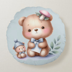 Almofada Redonda Nome Personalizado Barragem de Teddy Bear Animal A
