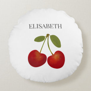 Almofada Redonda Nome Personalizado da Fruta Red Cherries