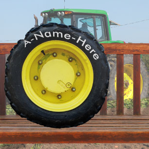 Almofada Redonda nome personalizado da roda do trator pneu amarelo