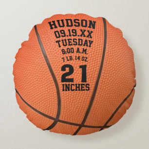 Almofada Redonda Nome personalizado de basquete e estatísticas de b