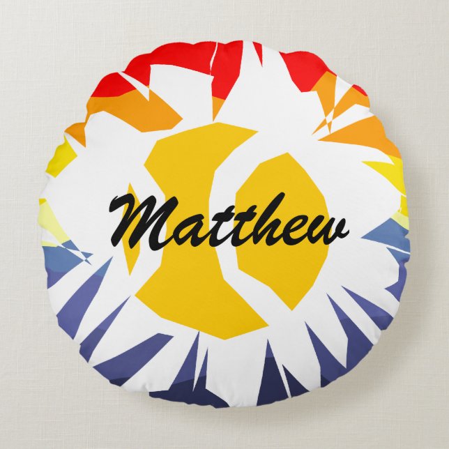 Almofada Redonda Nome personalizado de tênis amarelo legal personal (Frente)