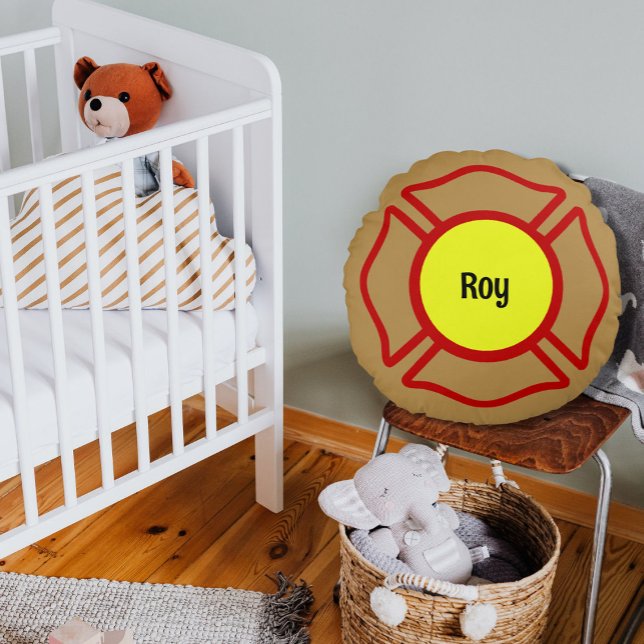 Almofada Redonda Nome Personalizado do Bombeiro (Criador carregado)