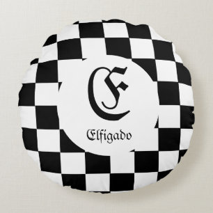 Almofada Redonda Nome Personalizado do Chess Lover Inicial