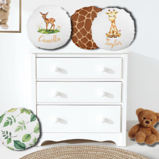 Almofada Redonda Nome personalizado do veado Woodland