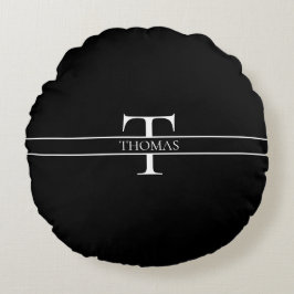 Almofada Redonda Nome Personalizado Personalizado Elegante Monogram