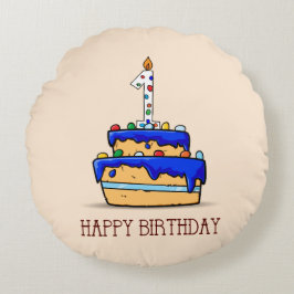 Almofada Redonda Nome Personalizado, primeiro aniversario, Bolo Azu
