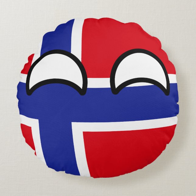 Almofada Redonda Noruega Geeky de tensão engraçada Countryball (Frente)