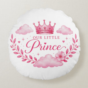 Almofada Redonda Nossa Pequena Princesa Bebê Menina Coroa Rosa