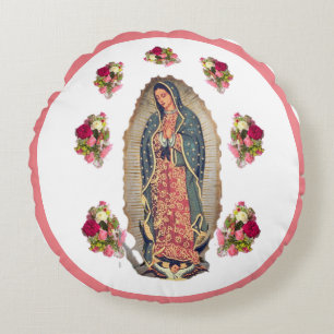 Almofada Redonda Nossa Senhora de Guadalupe Folheou