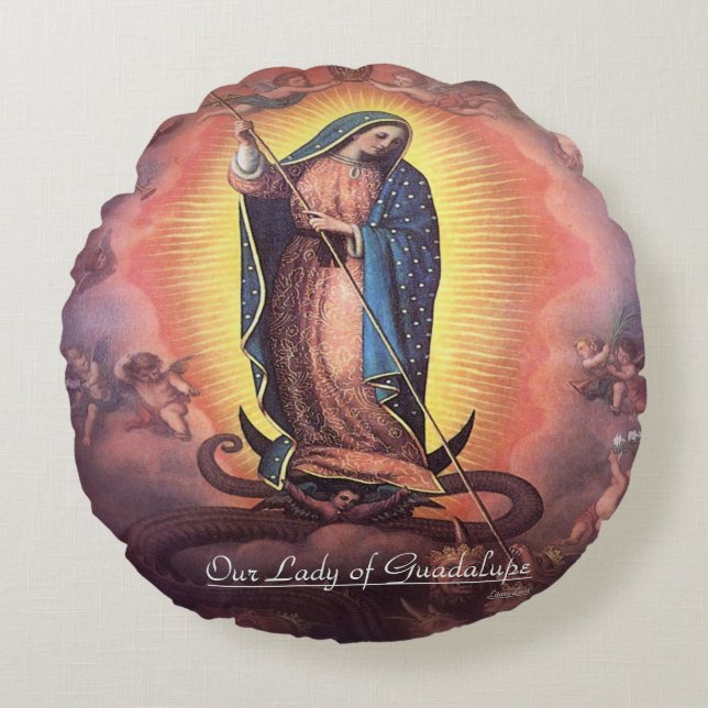 Almofada Redonda Nossa Senhora de Guadalupe Rev12 (Frente)