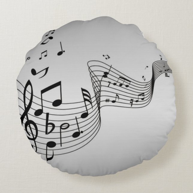 Almofada Redonda Notas Musicais em Prata (Verso)
