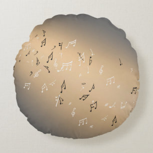 Almofada Redonda Notas Musicais no Ouro da Lua Brown