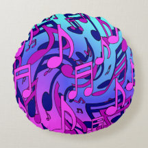Notas Musicais Rosa Azul Roxo Aqua Padrão Animado