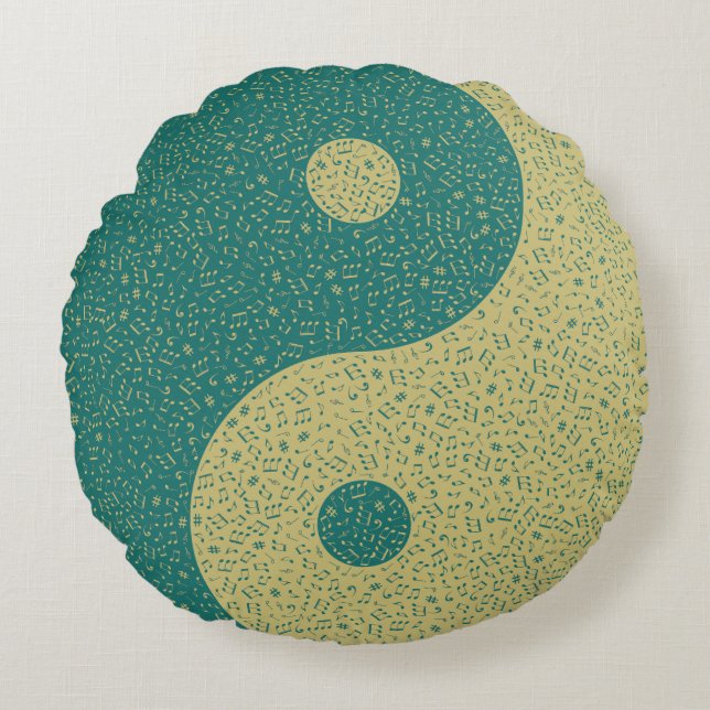 Almofada Redonda Notas Musicais Yin Yang (Frente)