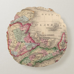Almofada Redonda Nova Escócia, Novo Brunswick, mapa por Mitchell