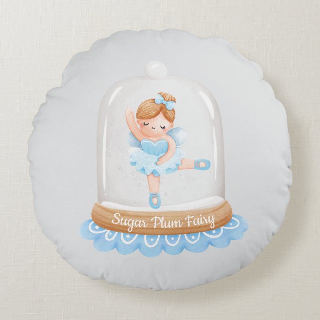 Almofada Redonda Noz-cracker Blue Sugar Plum Fairy Christmas (Frente)