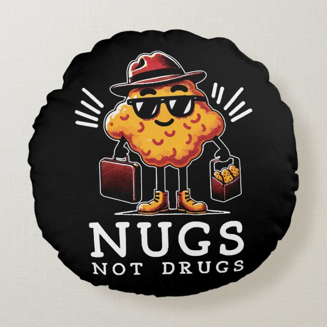Almofada Redonda Nuggets Crocantes Não Drogas (Frente)