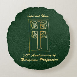Almofada Redonda Nun 50º Aniversário da Profissão Religiosa Verde
