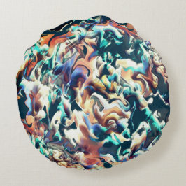Almofada Redonda Nuvens coloridas esculpidas em tons de azul e marr
