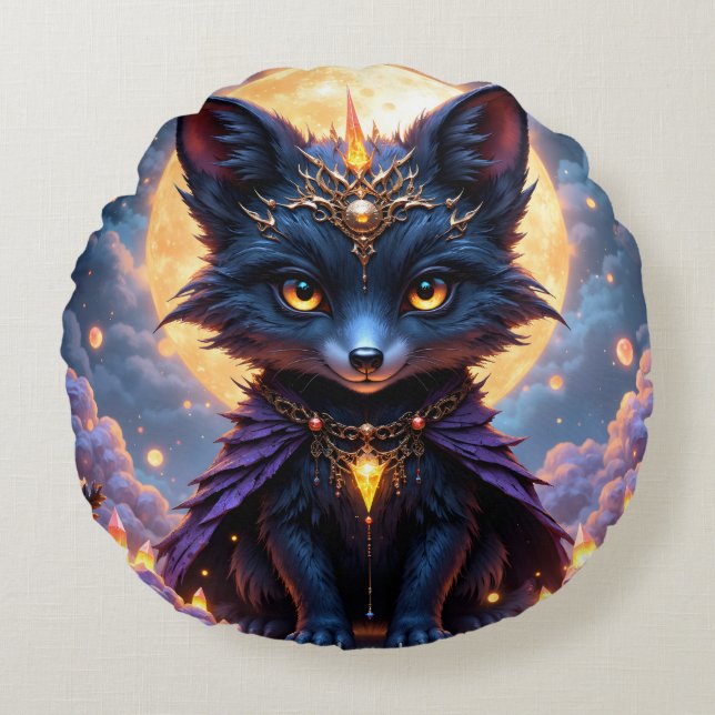 Almofada Redonda Nyx – Guardião do Luar.  (Frente)