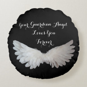 Almofada Redonda O anjo-da-guarda voa citações inspiradas do amor