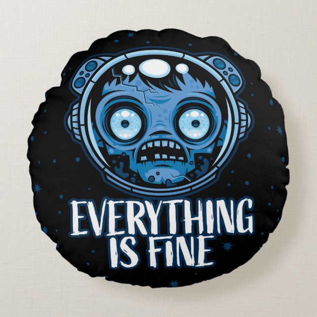 Almofada Redonda O Astronauta Zombie Está Bem (Frente)