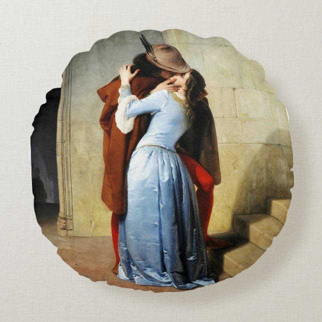 Almofada Redonda O Beijo - Francesco Hayez Il Bacio  (Frente)