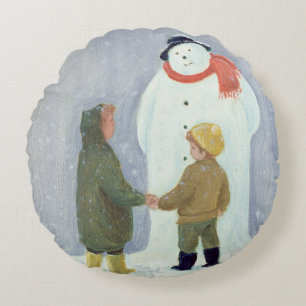 Almofada Redonda O boneco de neve