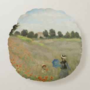 Almofada Redonda O Campo de Papoulas perto de Argenteuil de Claude