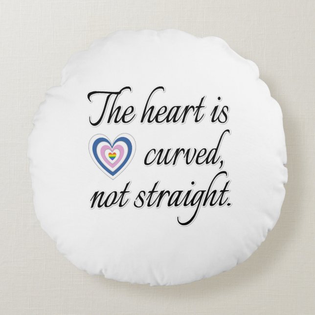Almofada Redonda O Coração Não É Hetero (Frente)