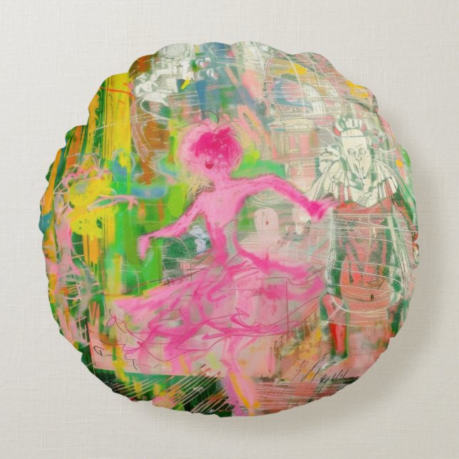 Almofada Redonda O Falador - Caos do Balé Neon (Frente)